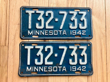 Pair of 1942 Minnesota Truck License Plates