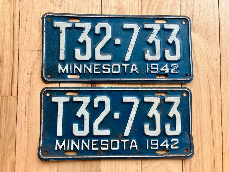 Pair of 1942 Minnesota Truck License Plates