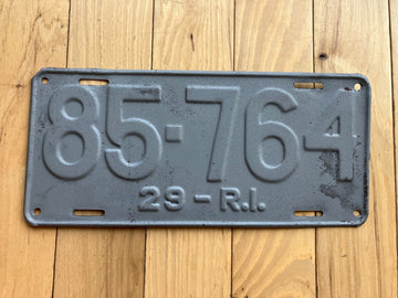 1929 Rhode Island Sandblasted License Plate