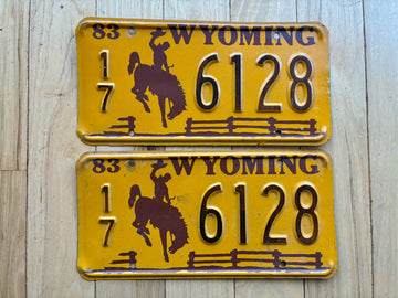 1983 Pair of Wyoming License Plates