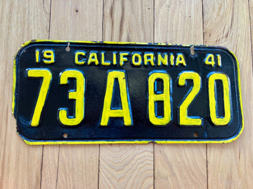 1941 Poorly Repainted California License Plate