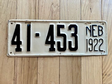 1922 Repainted Nebraska License Plate