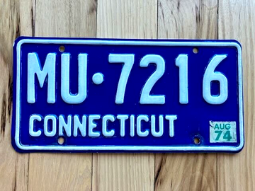 1974 Connecticut License Plate