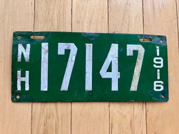 1916 New Hampshire License Plate - Some Touch Up Paint