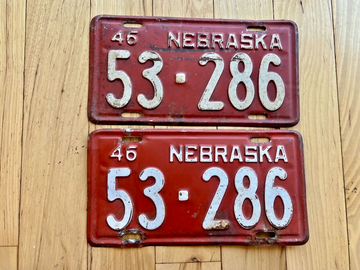 Pair of 1946 Nebraska License Plates
