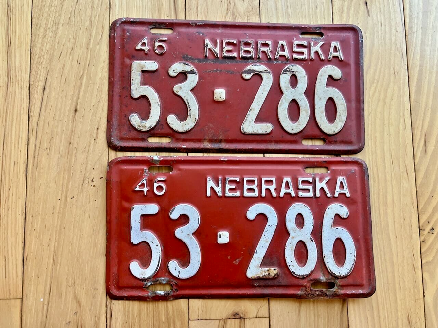 Pair of 1946 Nebraska License Plates