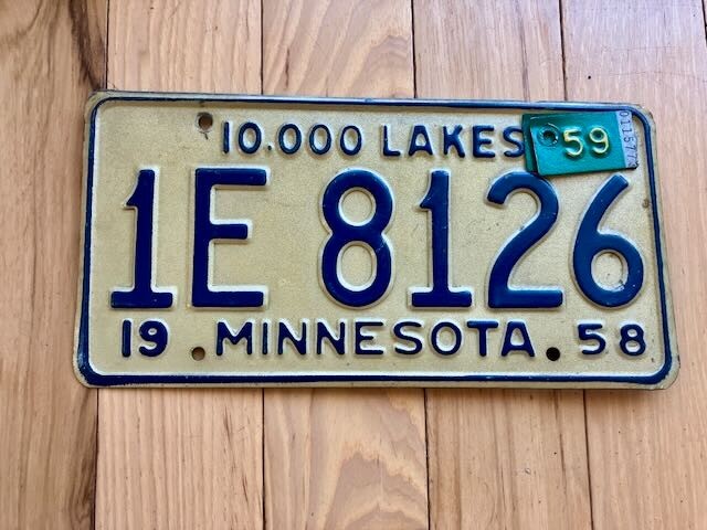 1958/1959 Minnesota License Plate