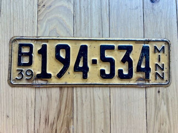 1939 Minnesota License Plate