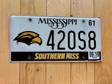 2019 Mississippi Southern Miss License Plate