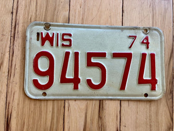 1974 Wisconsin Motorcycle License Plate