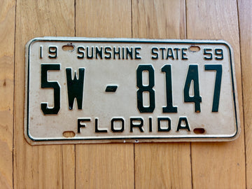 1959 Florida License Plate - Numbers YOM Clear