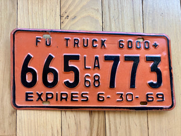 1968 Louisiana FU Truck License Plate