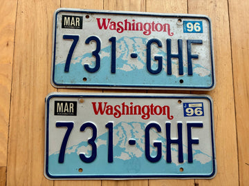 1996 Pair of Washington State License Plates - Check With DOL First For YOM