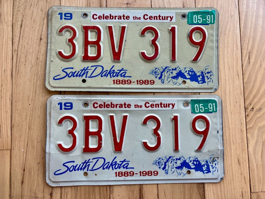 Pair Of 1991 South Dakota License Plates
