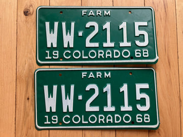 Pair of 1968 Colorado Farm License Plates