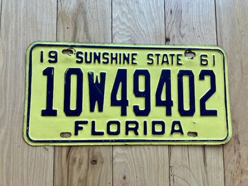 1961 Florida License Plate - Numbers YOM Clear