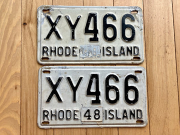 Pair Of 1948 Rhode Island License Plates