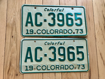 Pair of 1973 Colorado License Plates