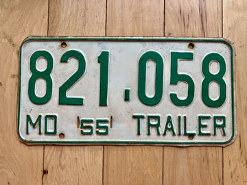 1955 Missouri Trailer License Plate