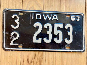 1963 Iowa License Plate