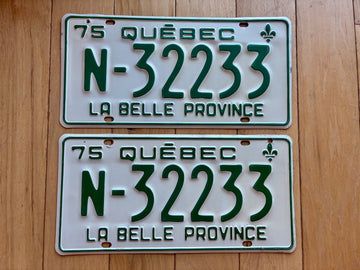 1975 Pair of Quebec Farm Truck License Plates