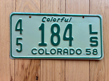 1958 Colorado Trailer License Plate