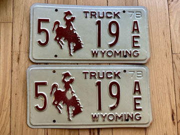 Pair of 1978 Wyoming Truck License Plates