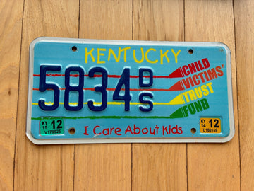2014 Kentucky I Care About Kids Child Victims Trust Fund License Plate