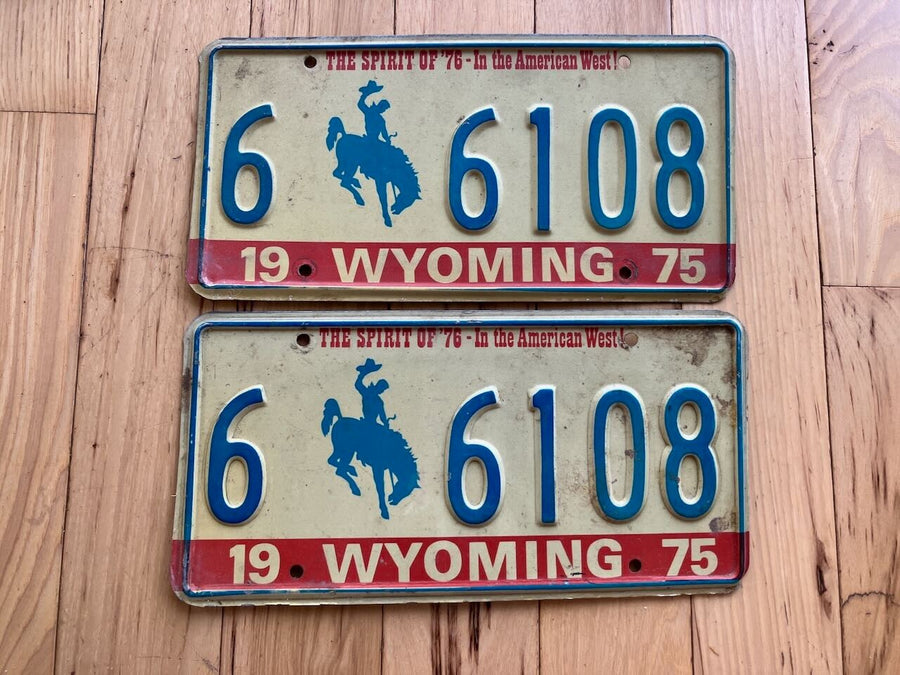 Pair Of 1975 Wyoming License Plate