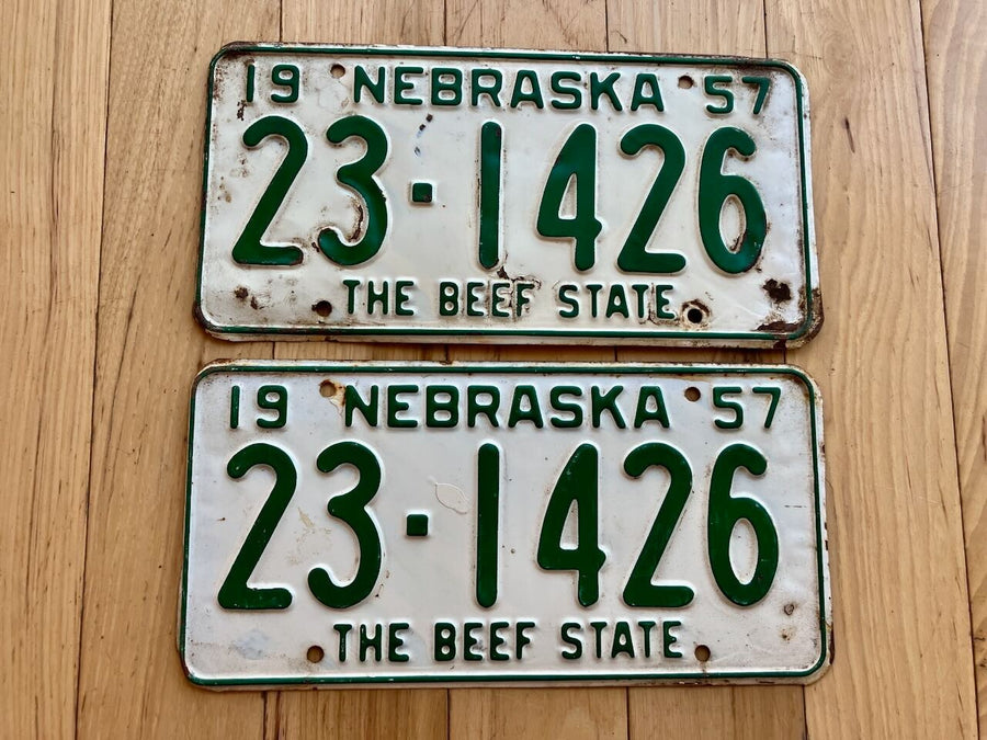 Pair of 1957 Nebraska License Plates