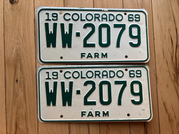 Pair of 1969 Colorado Farm License Plates