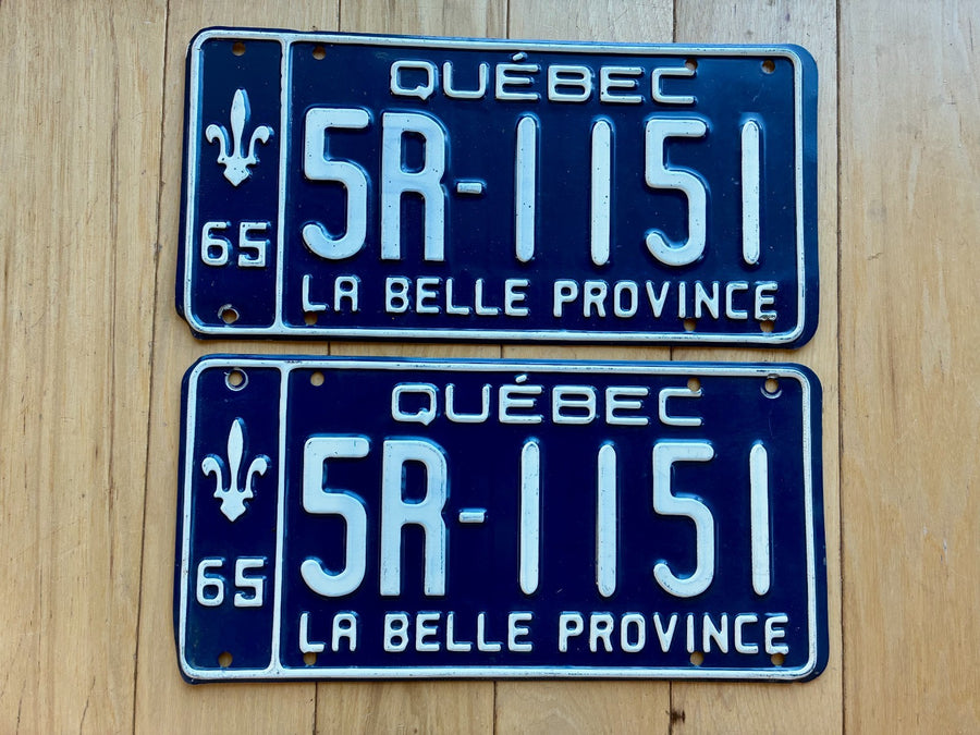 1965 Pair of Quebec License Plates