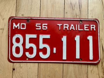 1956 Missouri Trailer License Plate