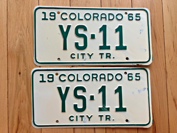 Pair of 1965 Colorado City Tractor License Plates