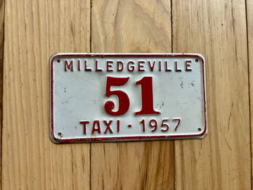 1957 Milledgeville Taxi License Plate