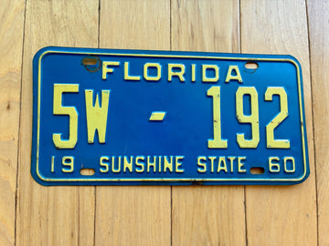 1960 Florida License Plate - Numbers YOM Clear