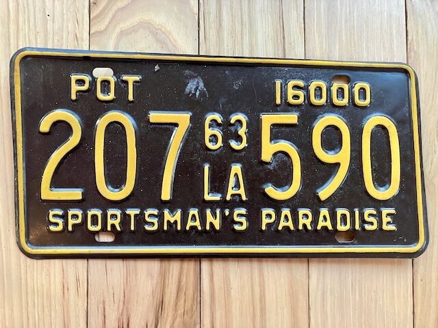 1963 Louisiana Private Truck (POT) License Plate