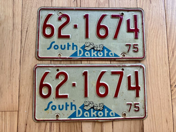 Pair Of 1975 South Dakota License Plates
