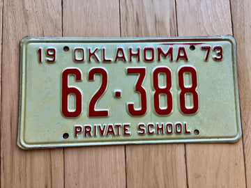 1973 Oklahoma Private School License Plate
