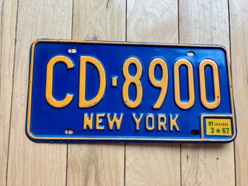 1967 New York License Plate