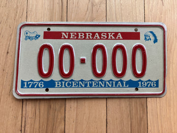 1976 Nebraska Bicentennial Sample License Plate