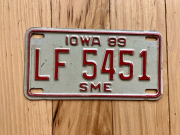 1989 Iowa SME Motorcycle License Plate