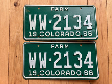 Pair of 1968 Colorado Farm License Plates