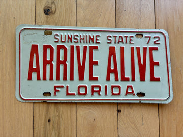 1972 Florida Arrive Alive License Plate