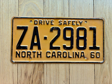 1960 North Carolina License Plate
