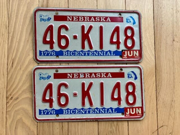 Pair of 1976 Nebraska License Plates W/1984 Tabs