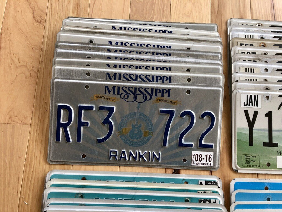 100 License Plates- 10 of Each State in Craft Condition
