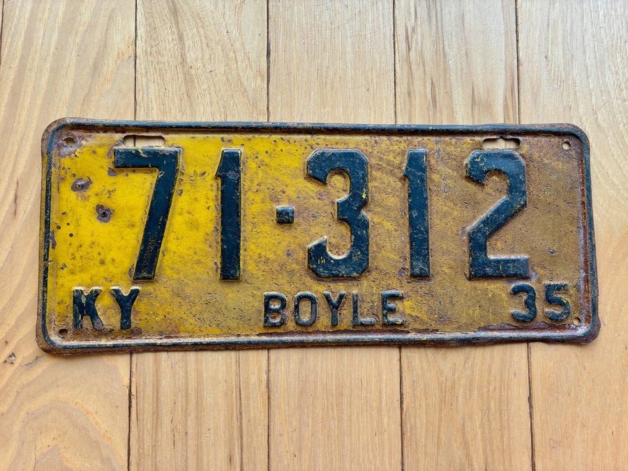 1935 Kentucky Boyle County License Plate