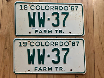 Pair of 1967 Colorado Farm Tractor License Plates