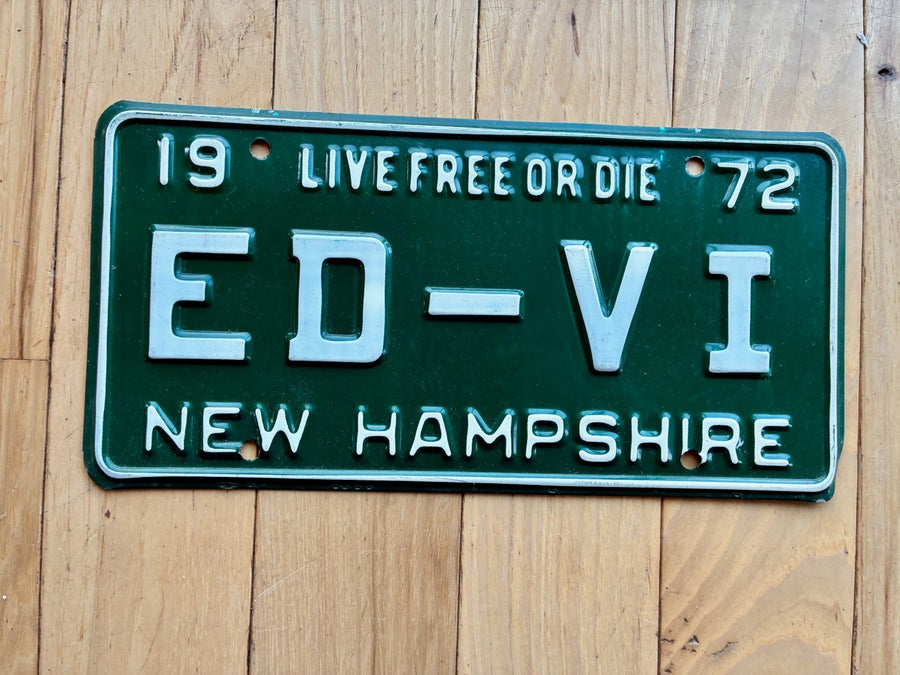 1972 New Hampshire Vanity License Plate